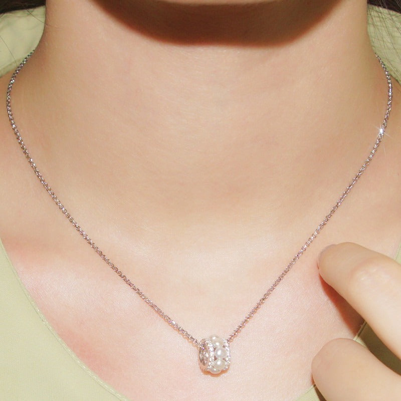 S925 Sterling Silver Necklace Women Set Diamond Small Waist Pearl Collar Chain Temperament Anti allergic Trend ins