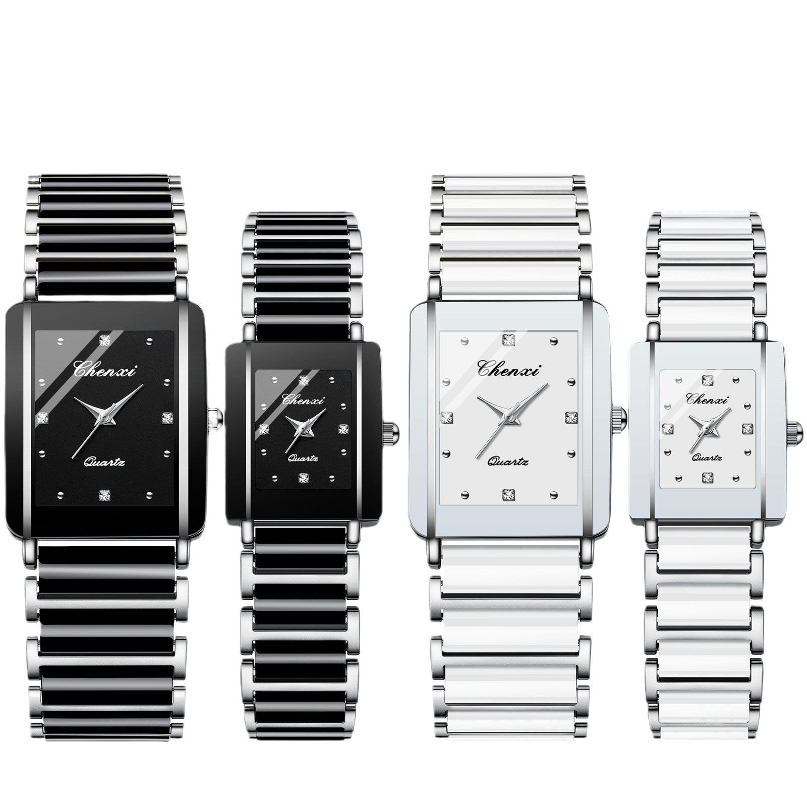 Square Couple Watch for Women and Men Ceramic Quartz Watch