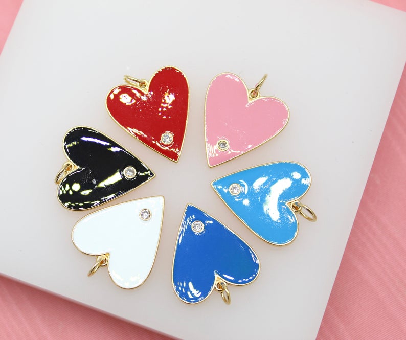 18K Gold Filled Large Heart With Cubic Zirconia Stone (A2)-1