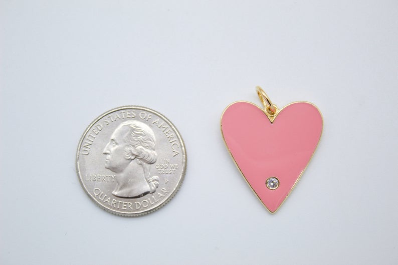 18K Gold Filled Large Heart With Cubic Zirconia Stone (A2)-2