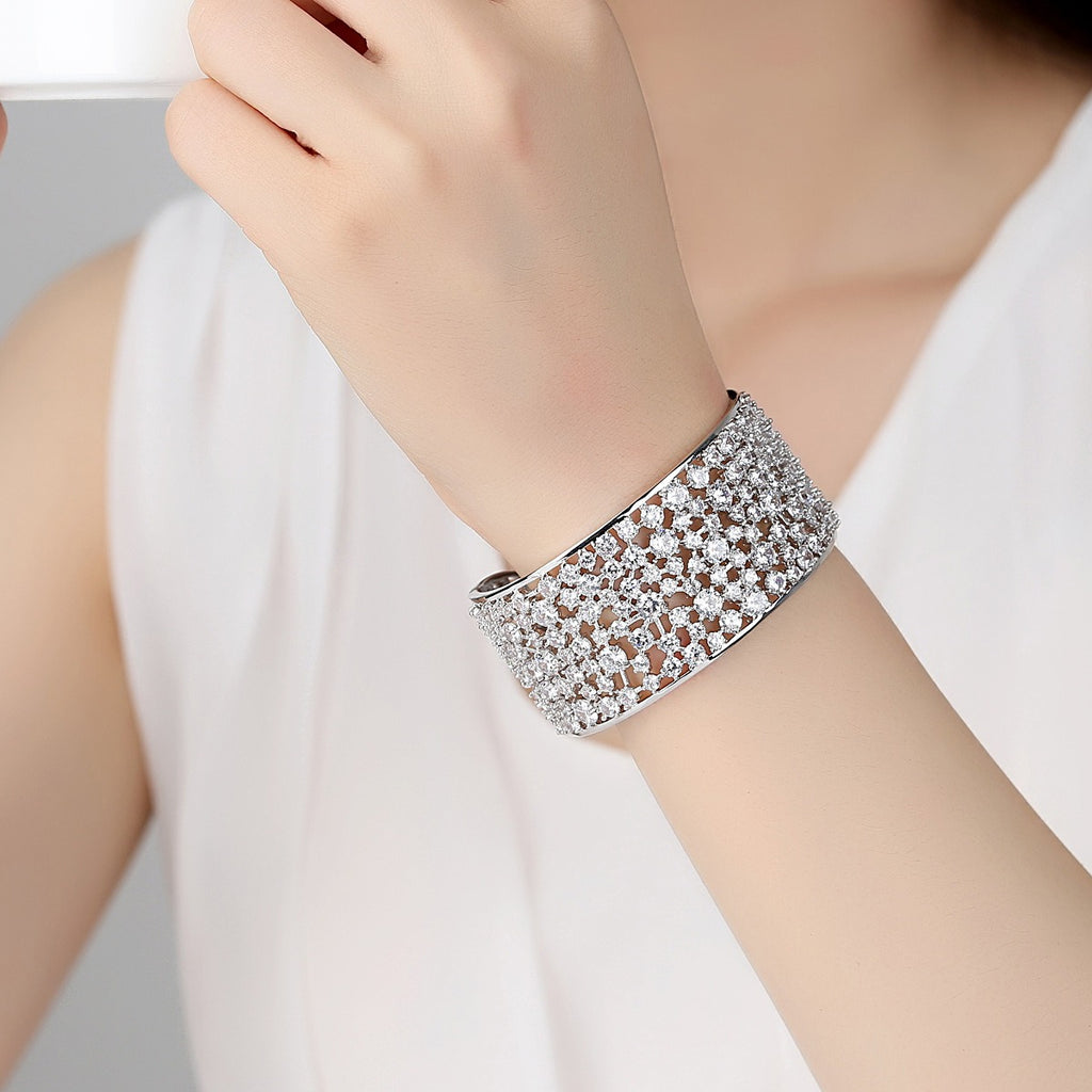 European and American heavy industry bracelets, brass zircon bracelets, grand European and American personalized fashion bride bracelets
