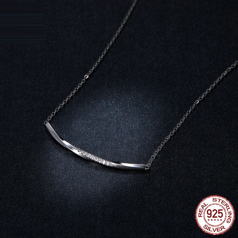 Smiling geometric necklace s925 silver collarbone chain