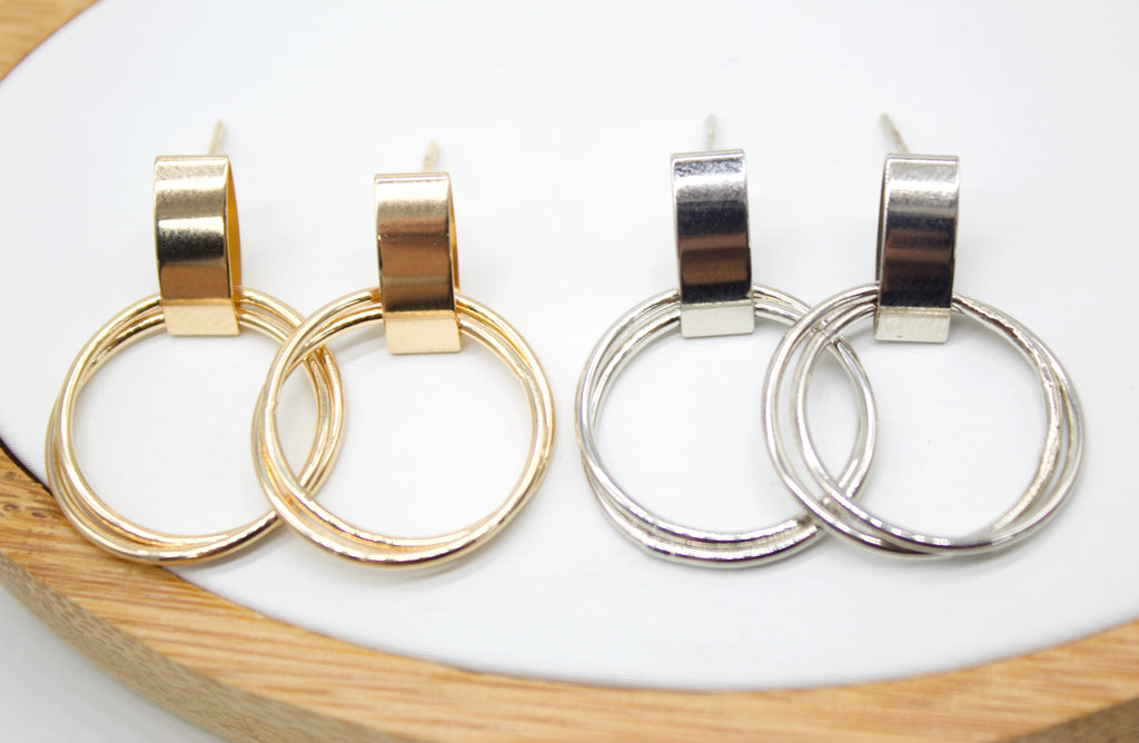 18K Gold Earrings | Modern Earrings | Chic Earrings (K154)-1