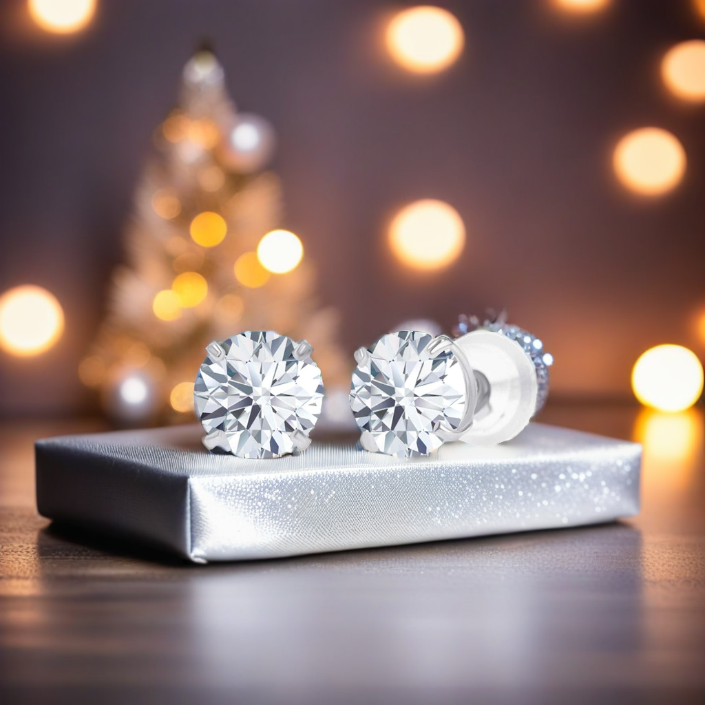 AGI Certified Lab-Grown Diamond Stud Earrings | 2 or 3 CTW | G Color VS Clarity | 14K Gold-2